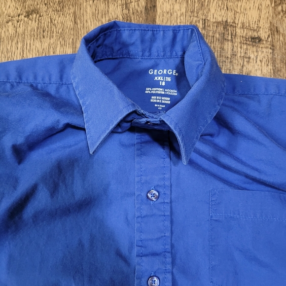 George Boys Blue XXL 18 Long Sleeve Button Down Shirt - Picture 2 of 4